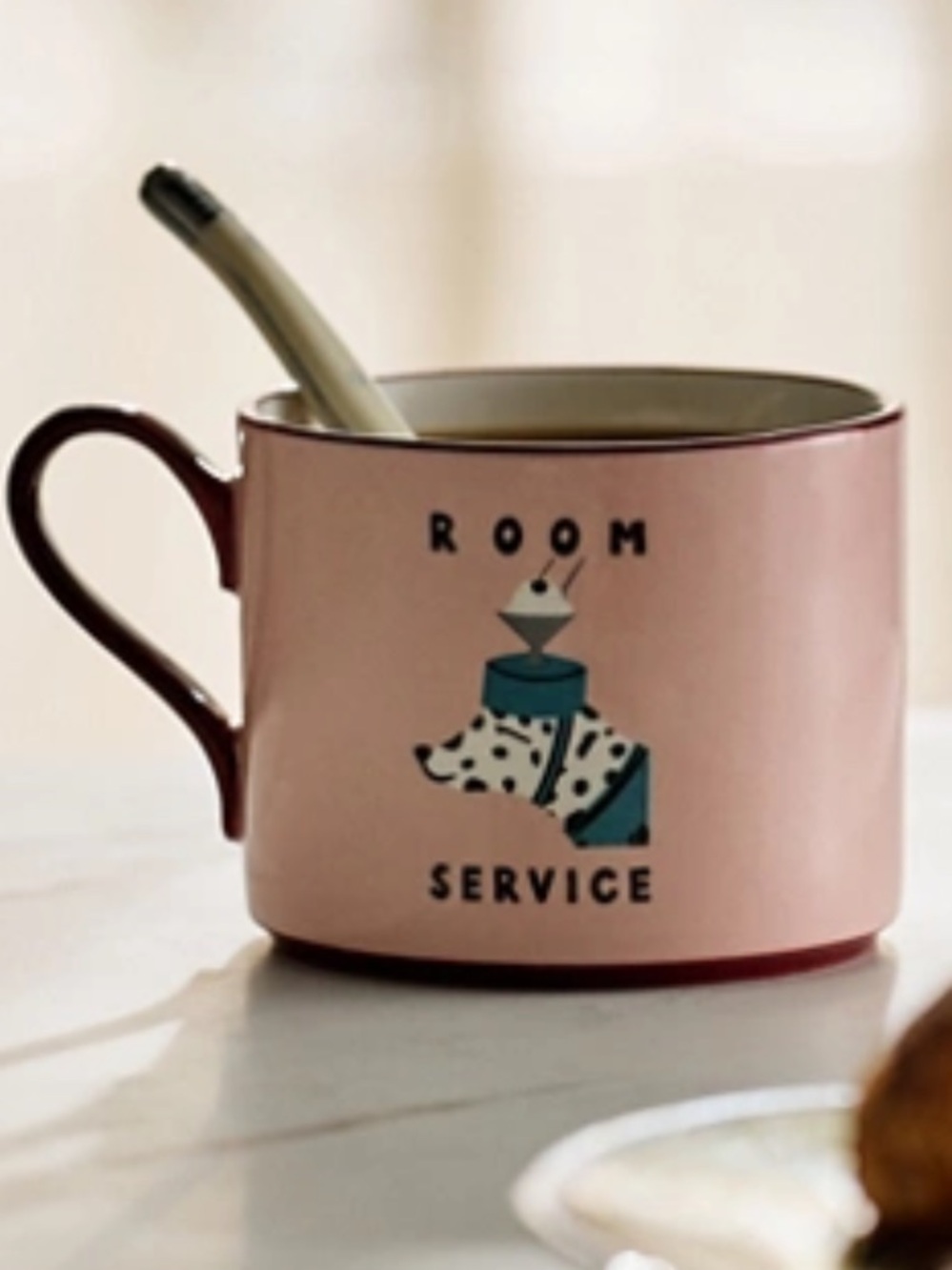 AMTHROPOLOGIE NWT NEPHTHYS foster  stoneware hotel dog mug -pink Dalmatian